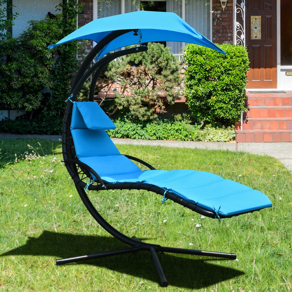 Hanging Stand Chaise Lounger Swing Chair with Pillow