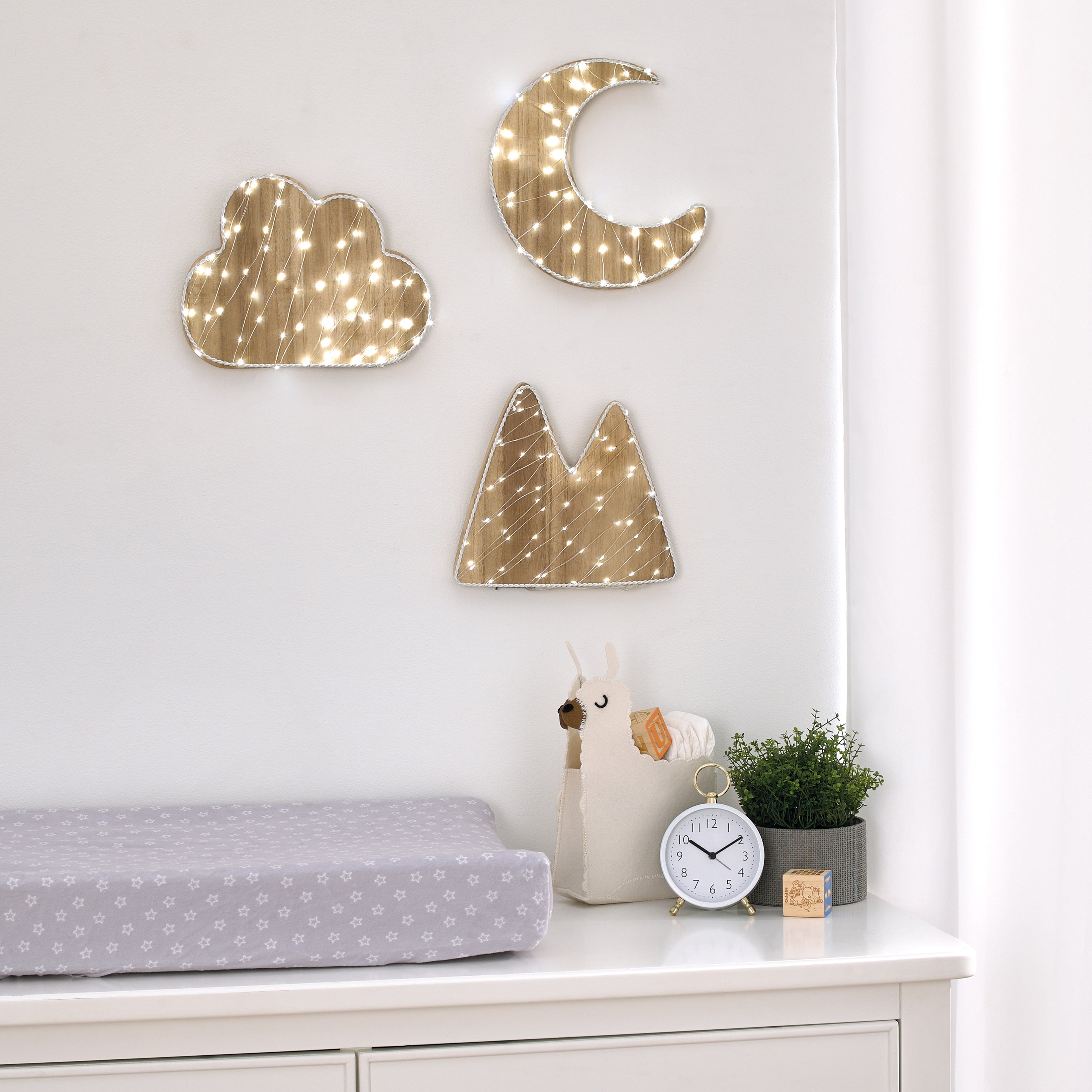Mountain Shaped Lighted LED Natural Wood Wall Decor