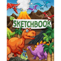 Sketchbook: 120 Blank Pages with a Cute Dino Character (Sketchbook for Kids) - Paperback