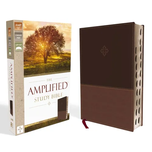 Amplified Study Bible, Imitation Leather, Brown, Indexed - Imitation Leather