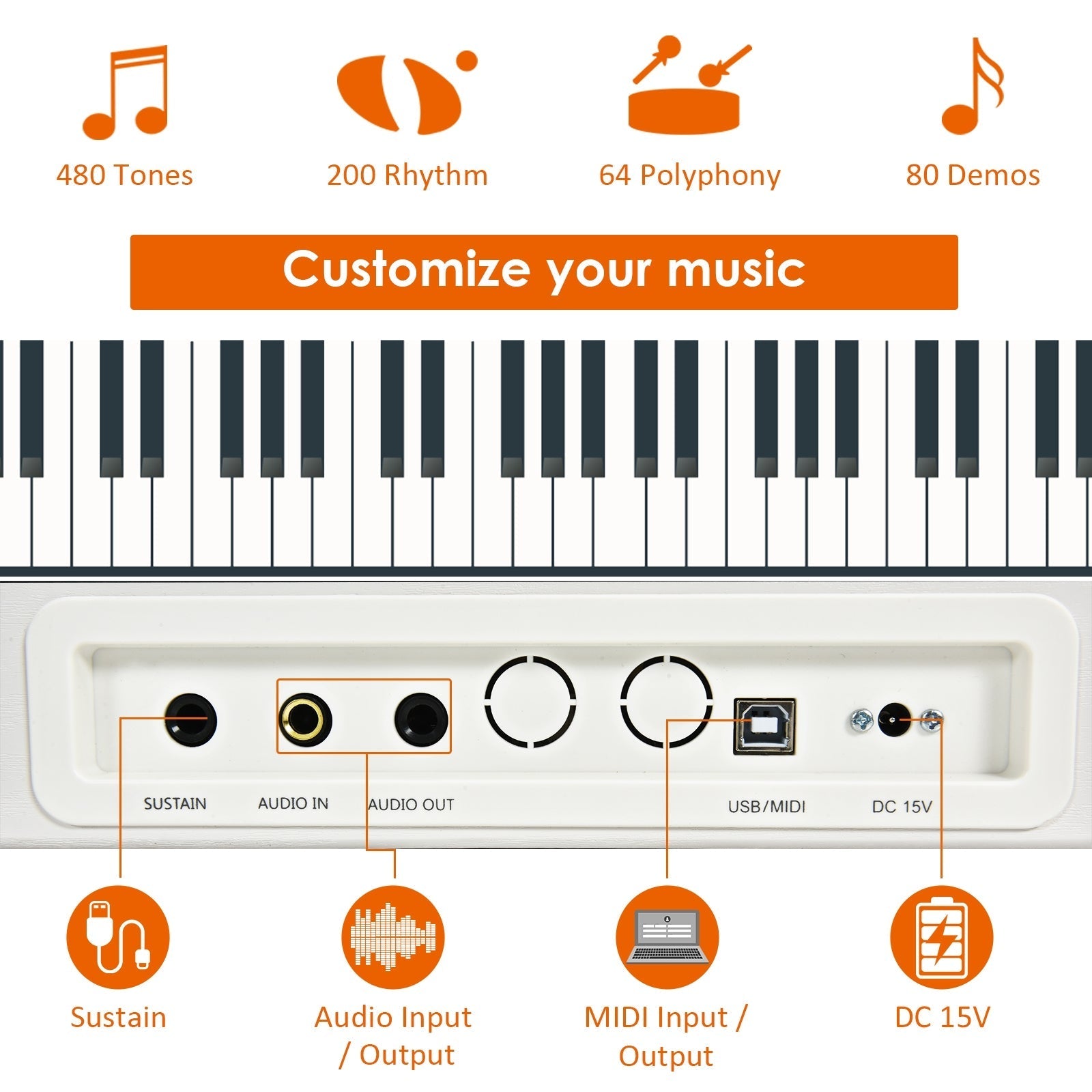 88-Key Full Size Digital Piano Weighted Keyboard with Sustain Pedal