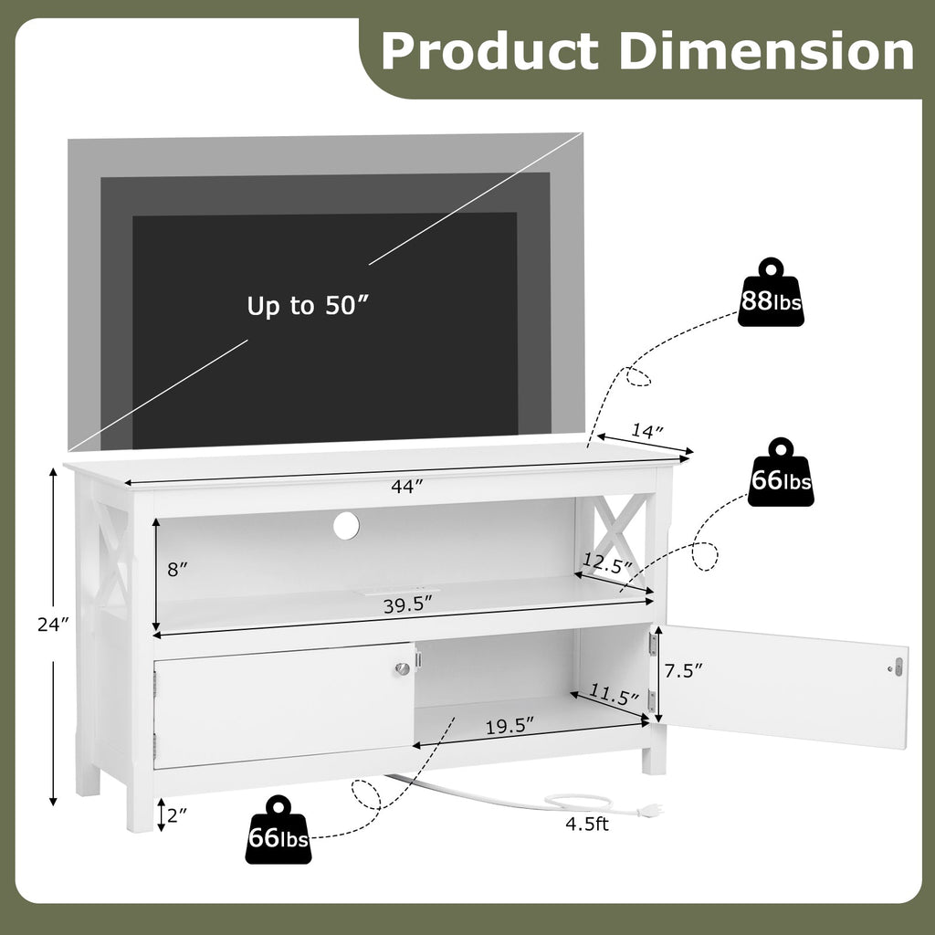 44 Inch Wooden Storage Cabinet TV Stand
