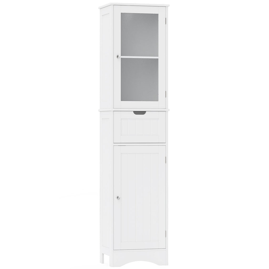 Tall Floor Storage Cabinet with 2 Doors and 1 Drawer for Bathroom
