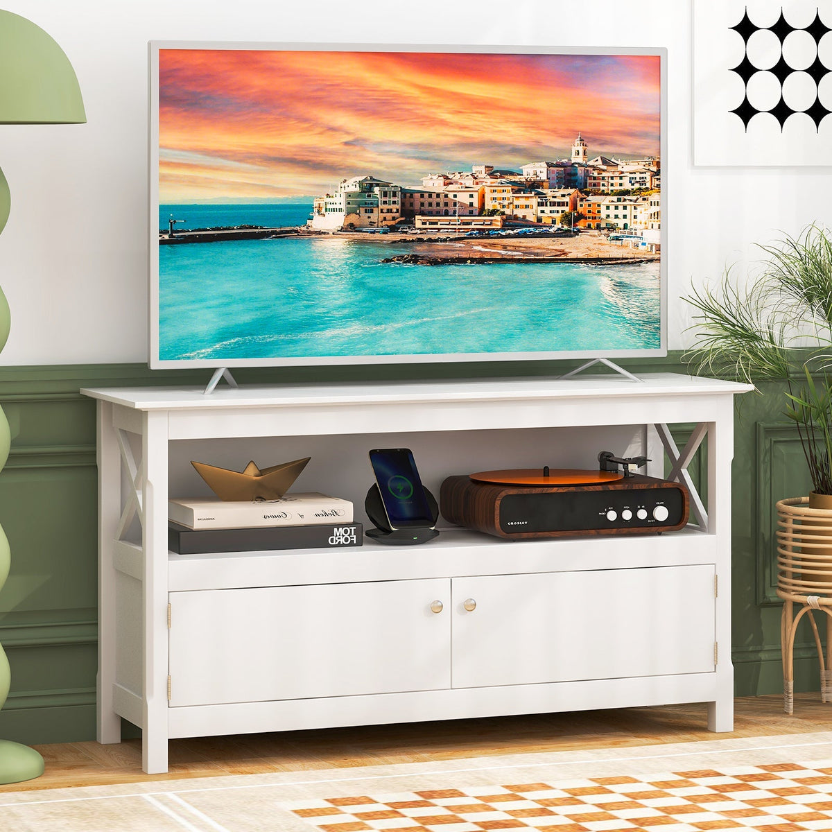 44 Inch Wooden Storage Cabinet TV Stand