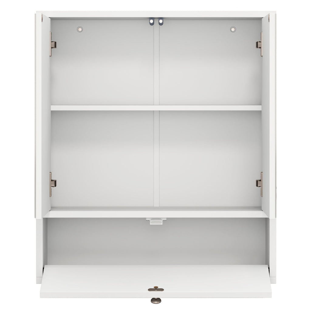 Double Door Wall-Mounted Bathroom Mirrored Medicine Cabinet-White