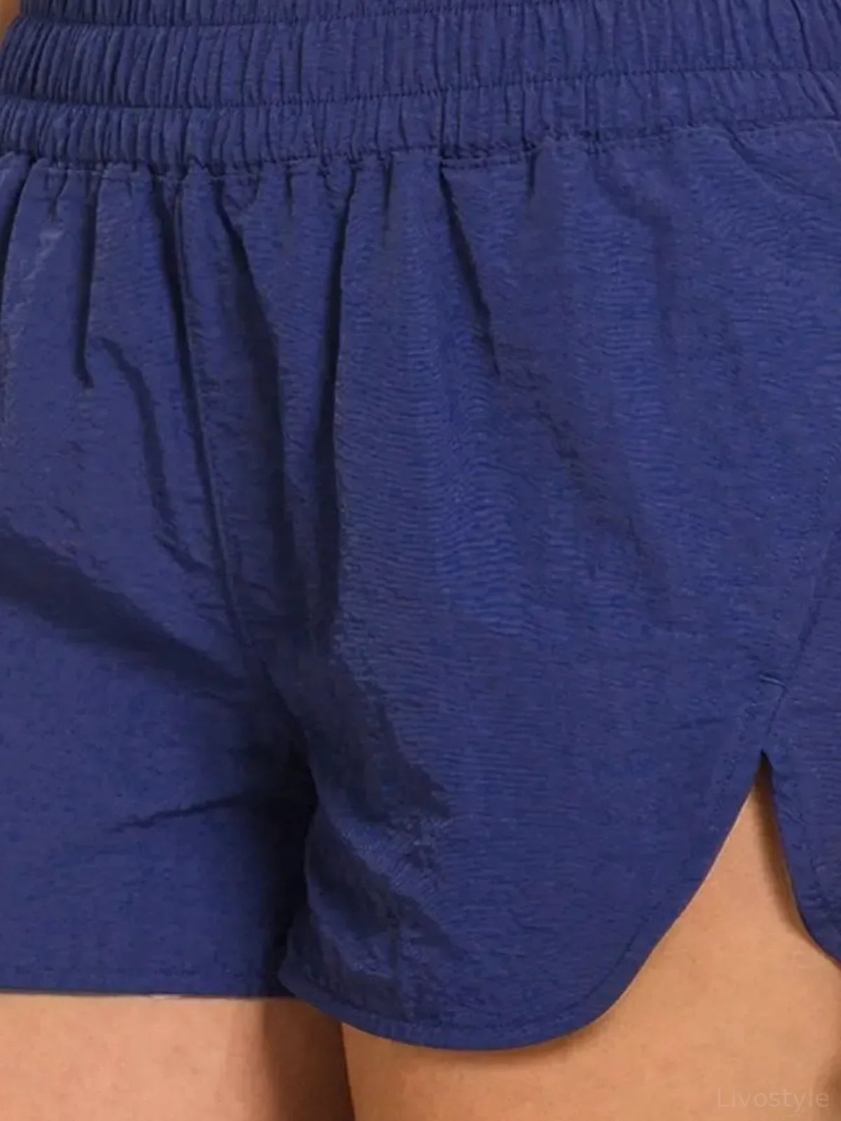Windbreaker Smocked Waistband Running Shorts in LT NAVY