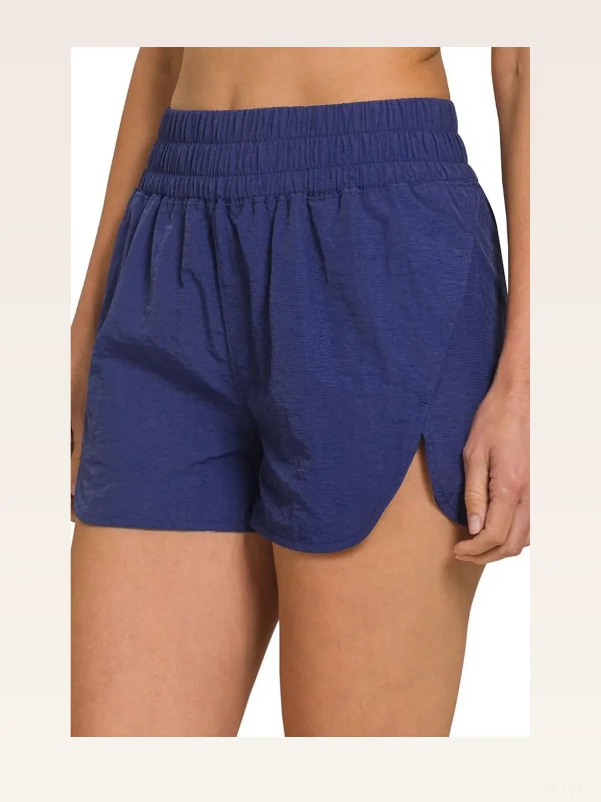 Windbreaker Smocked Waistband Running Shorts in LT NAVY