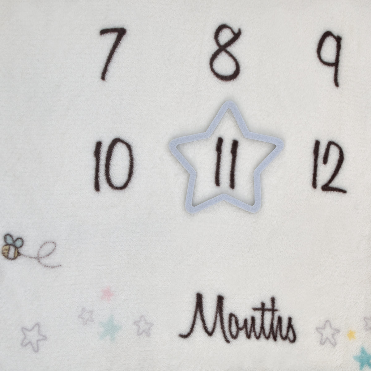 Warner Bros  Looney Tunes Best Buds White with Pastel Blue, Pink, and Yellow Bugs Bunny, Tweety, Tasmanian Devil, and Sylvester the Cat Milestone Blanket