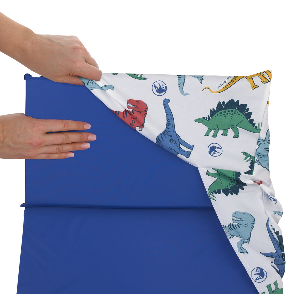 Jurassic World Wild and Free Blue, Green, and Yellow Dinosaur Preschool Nap Pad Sheet