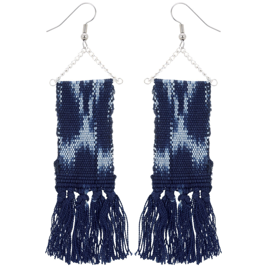 Woven Ikat Fringe Earrings