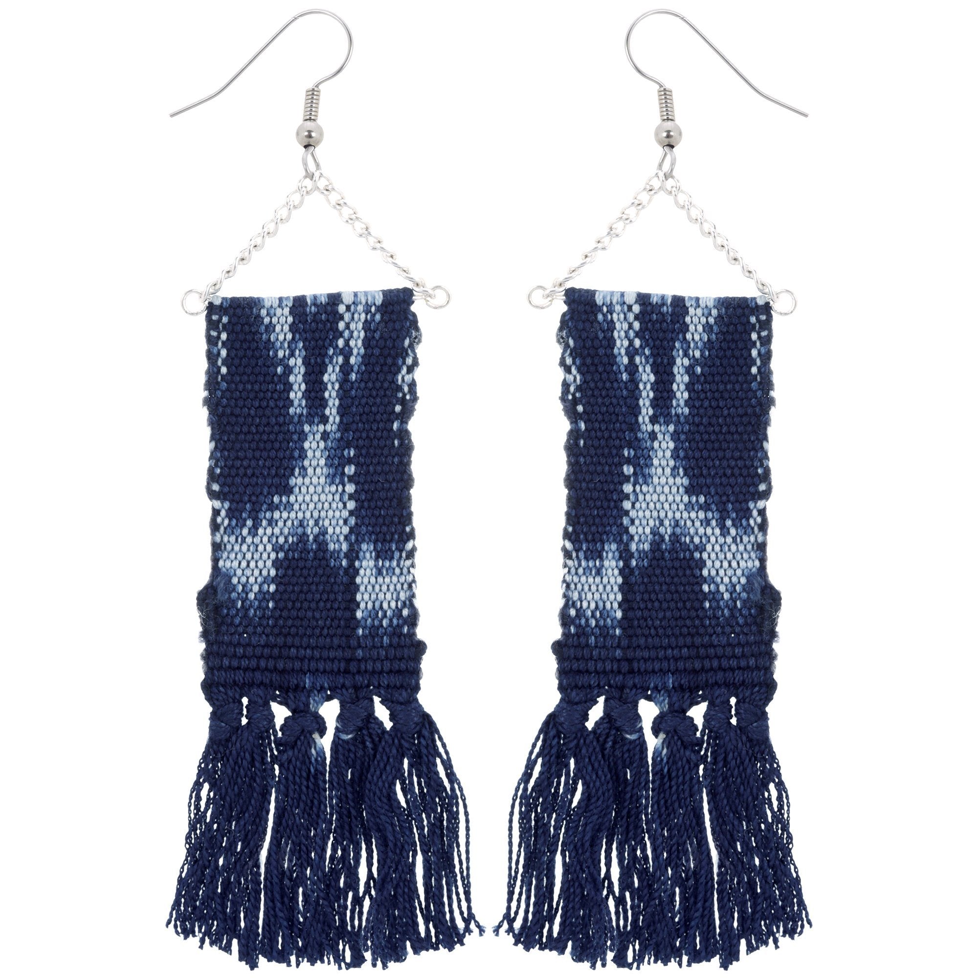 Woven Ikat Fringe Earrings