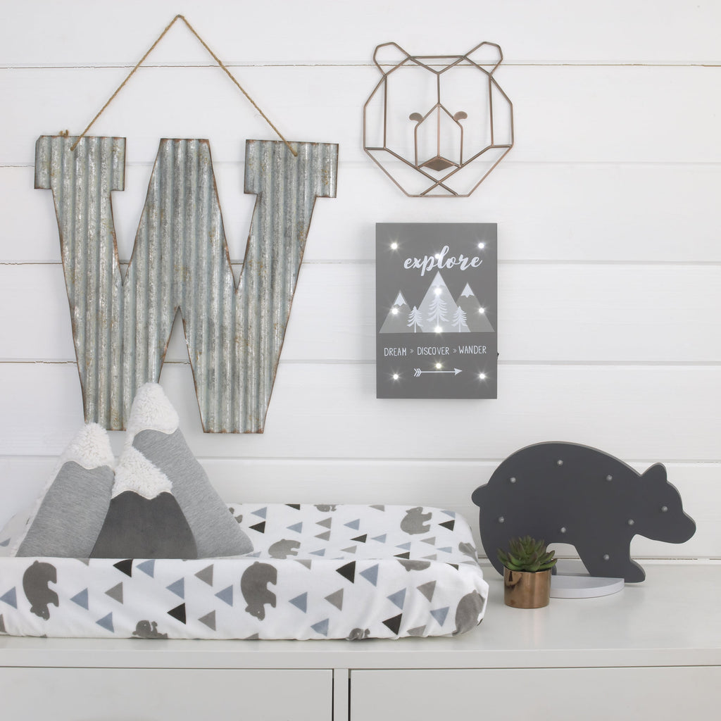Little Love by NoJo Mountain Shaped Grey and White Plush Decorative Pillow