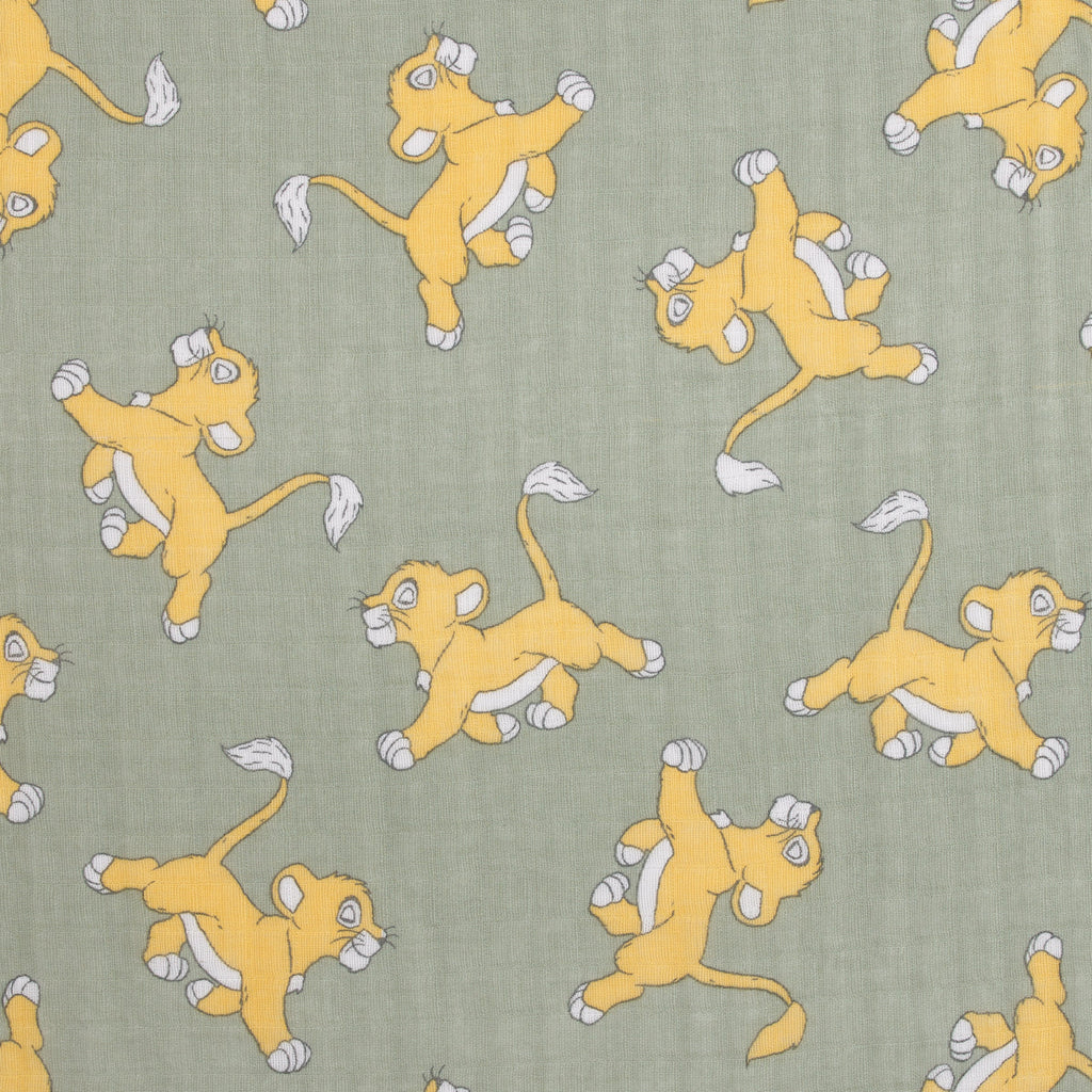 Disney Lion King Sage, Yellow, and White 3 Piece Muslin Swaddle Baby Blanket Set