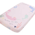 Under the Sea Whimsy Pink and Blue Whales and Narwhals 100% Cotton Photo Op Fitted Crib Sheet