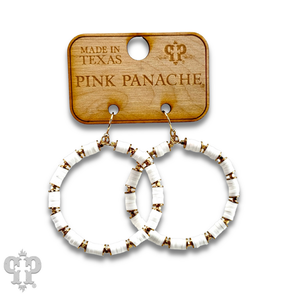 White rubber bead circle earring, last call