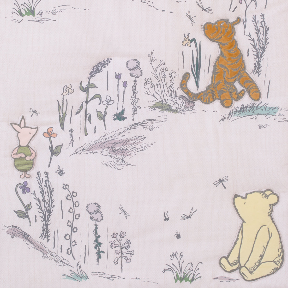 Classic Pooh Naturally Friends Ivory and Taupe Piglet, Eeyore, and Tigger 3 Piece Nursery Crib Bedding Set - Comforter, 100% Cotton Fitted Crib Sheet, and Crib Skirt