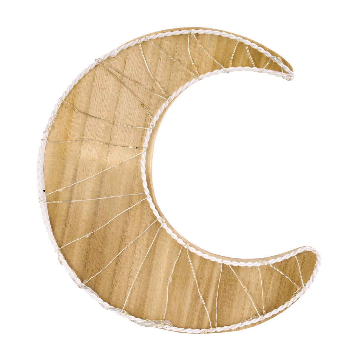 Moon Shaped Lighted LED Natural Wood Wall Decor