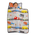 Grey, Red, Yellow and Blue Construction Toddler Nap Mat with Pillow and Blanket