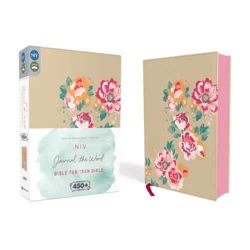 NIV, Journal the Word Bible for Teen Girls, Imitation Leather, Gold/Floral: Includes Hundreds of Journaling Prompts! - Hardcover