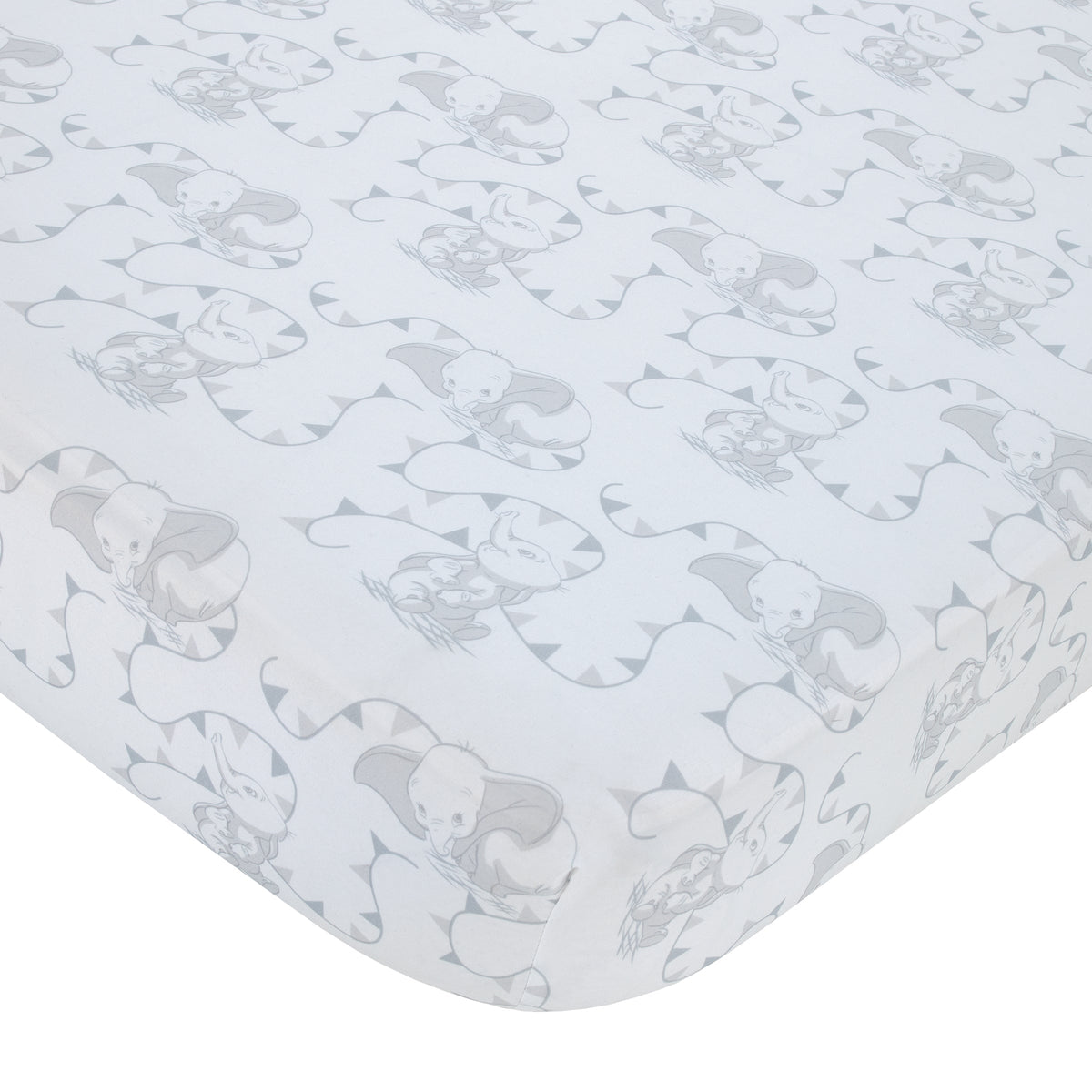 Disney Dumbo Hello Baby Grey and White Circus Banner 3 Piece Nursery Crib Bedding Set - Comforter, Fitted Crib Sheet, and Crib Skirt