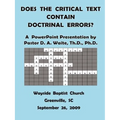 Does The Critical Text Contain Doctrinal Errors? - Paperback
