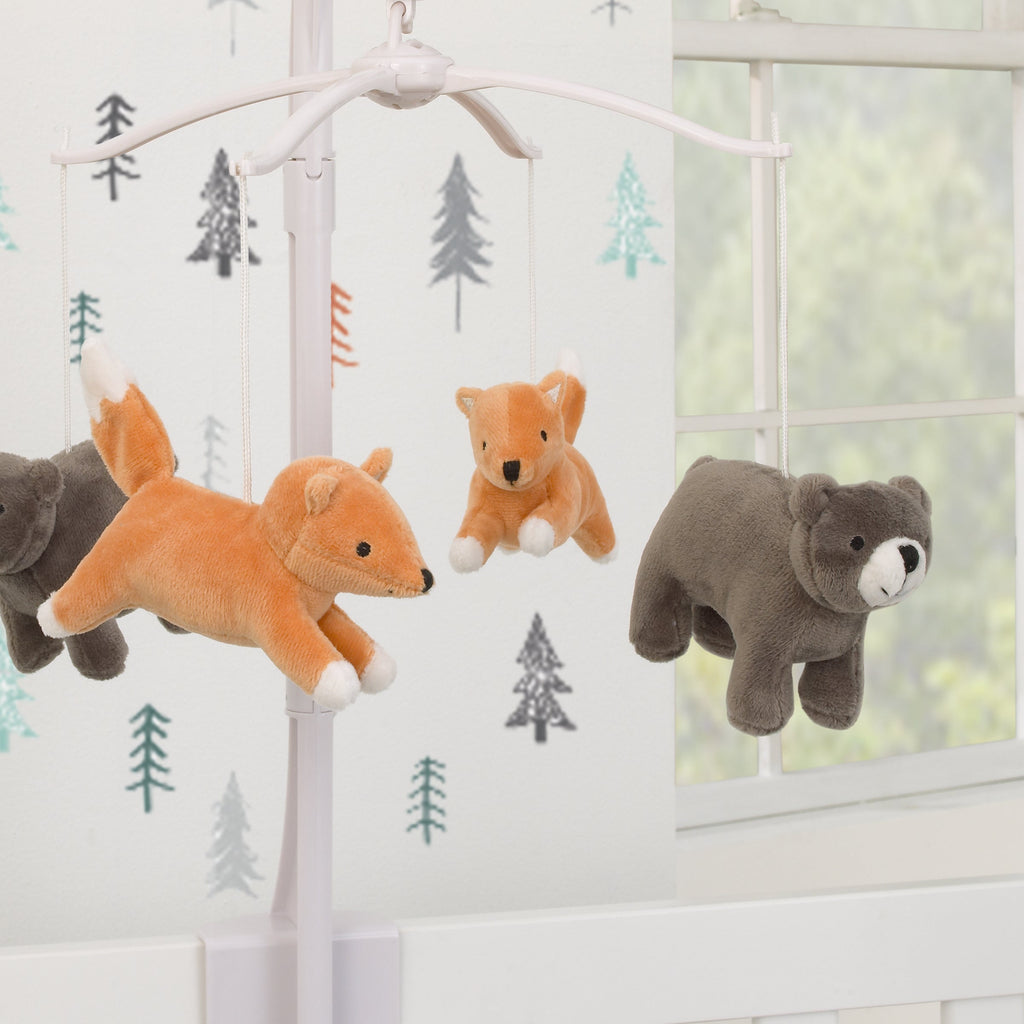 Woodland Friends Brown and Orange Fox and Bear Musical Mobile
