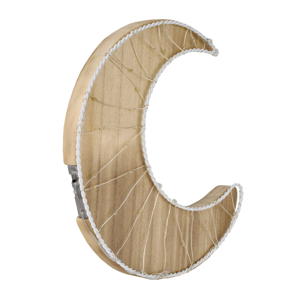 Moon Shaped Lighted LED Natural Wood Wall Decor