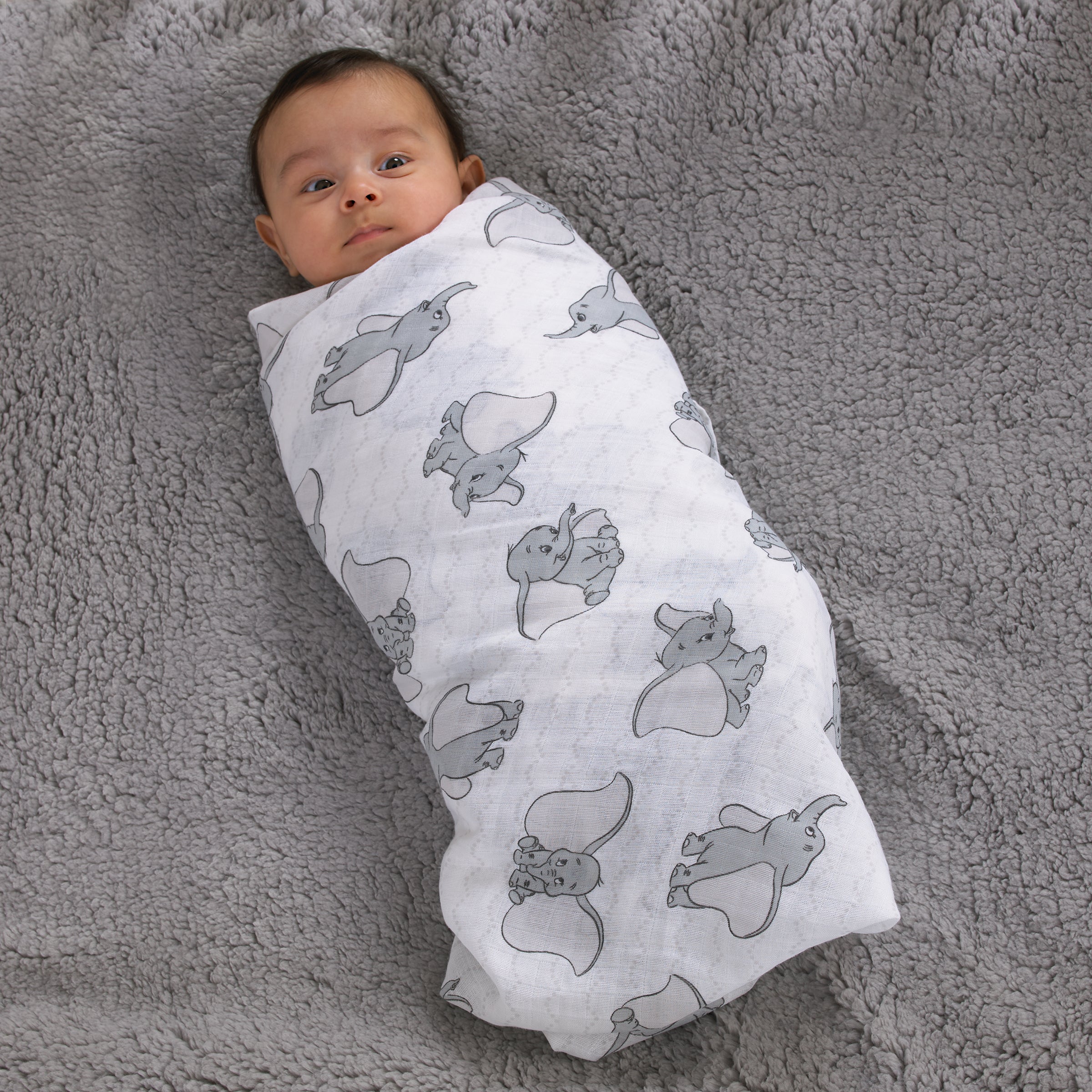 Disney Dumbo Gray and White 3 Piece Muslin Swaddle Baby Blanket Set