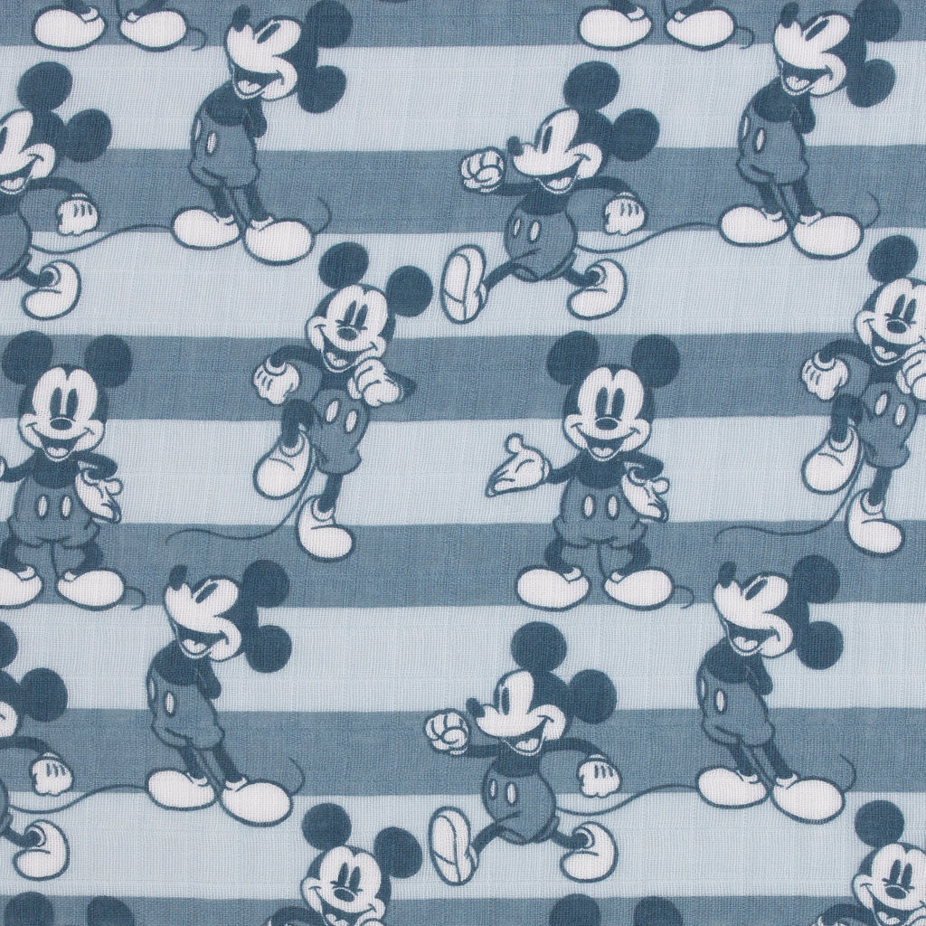 Disney Mickey Mouse Gray, Charcoal, and White 3 Piece Muslin Swaddle Baby Blanket Set