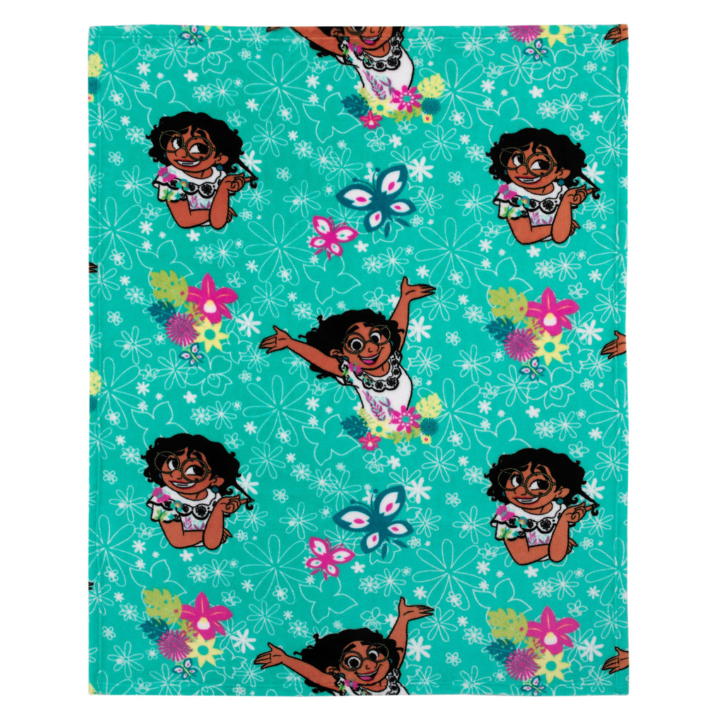 Encanto Tropical Delight Turquoise, Pink, and Teal, Mirabel, Flowers, and Butterflies Super Soft Toddler Blanket