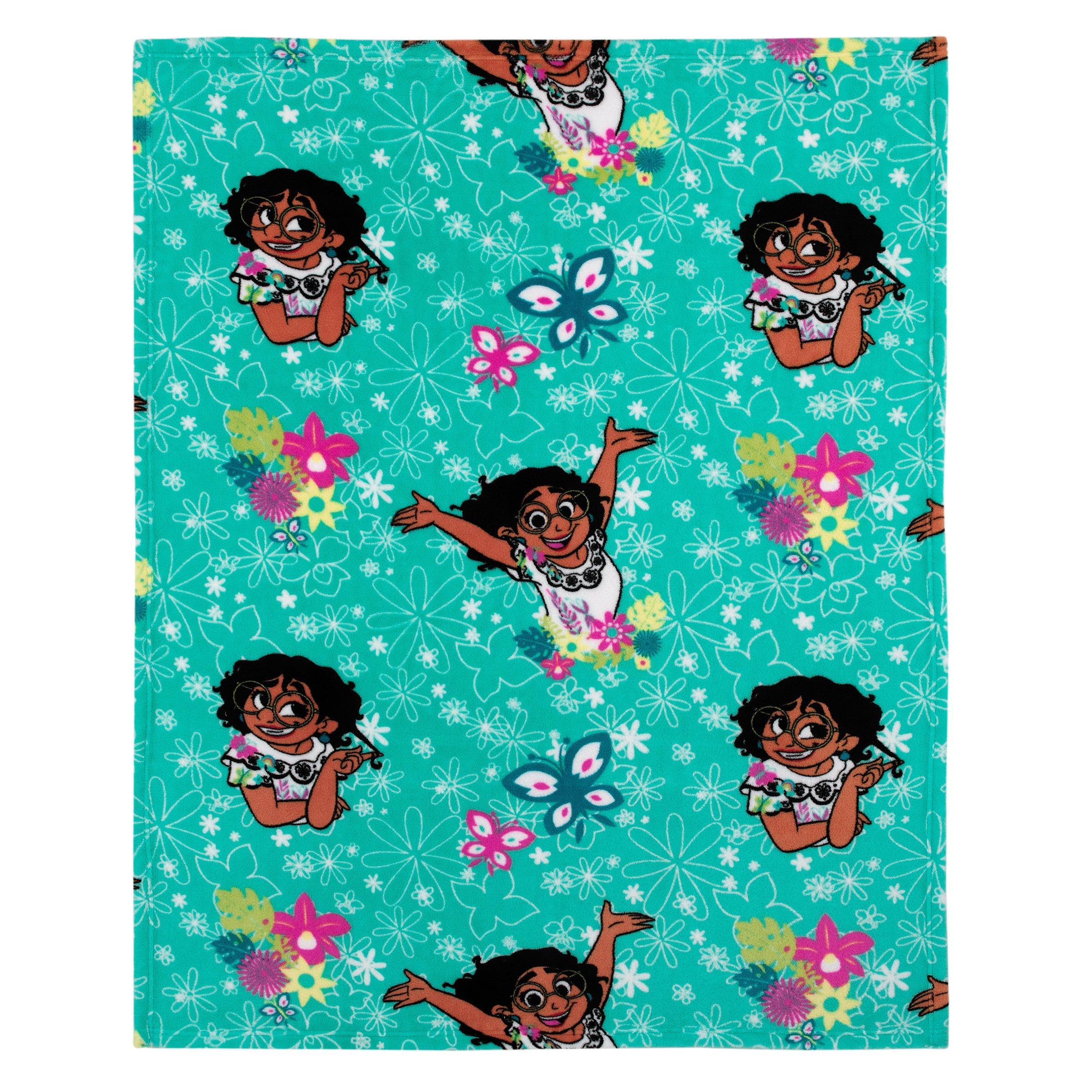 Encanto Tropical Delight Turquoise, Pink, and Teal, Mirabel, Flowers, and Butterflies Super Soft Toddler Blanket