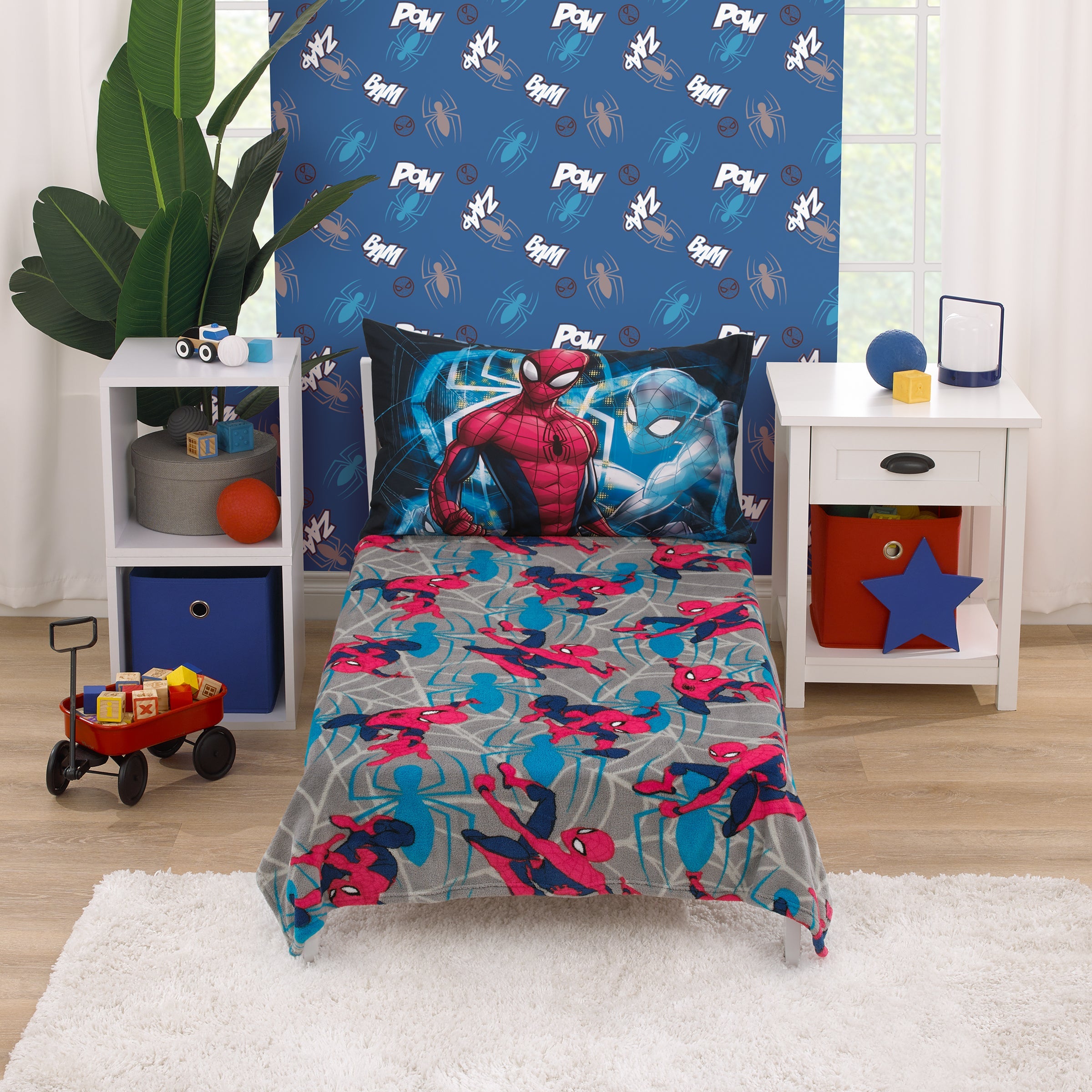 Spider-Man to the Rescue Red, Gray, and Blue Super Soft Toddler Blanket