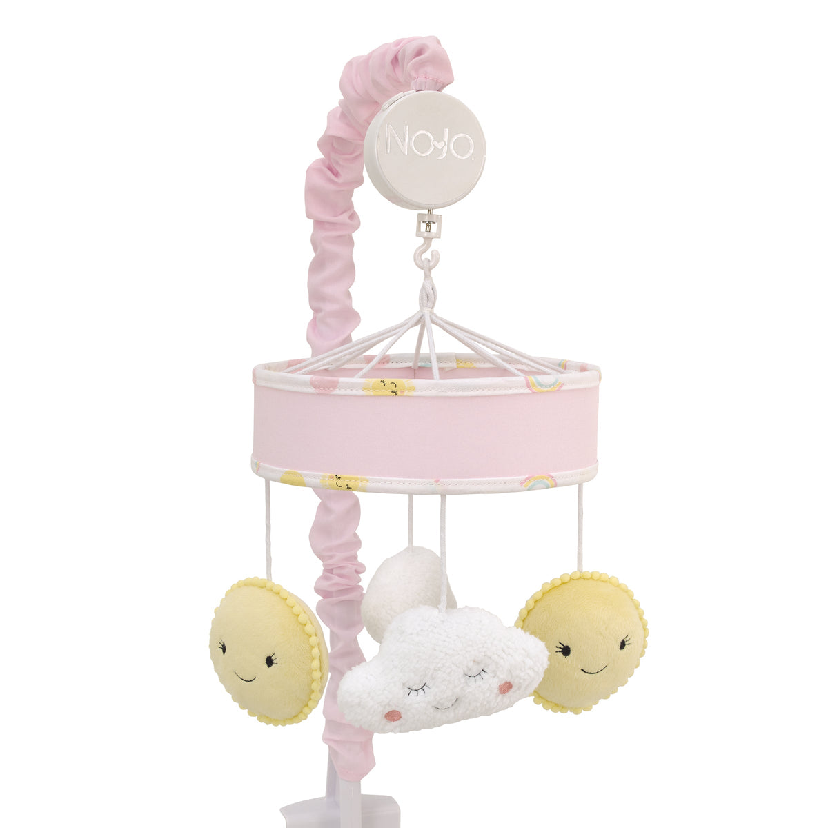 Happy Days Pink, Yellow and White Plush Sun and Clouds Musical Mobile