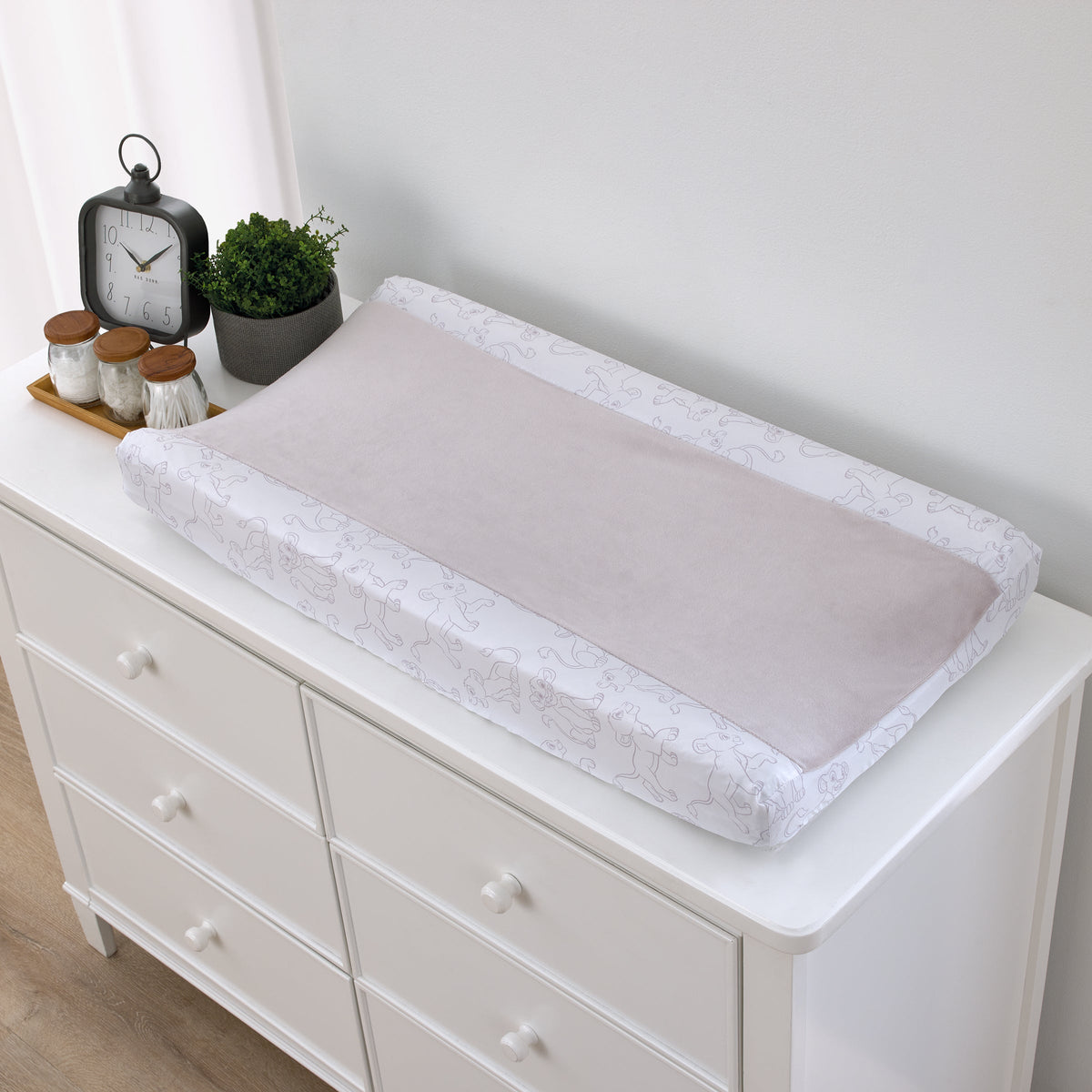 Lion King - Wild About You Taupe and White Super Soft Changing Pad Cover