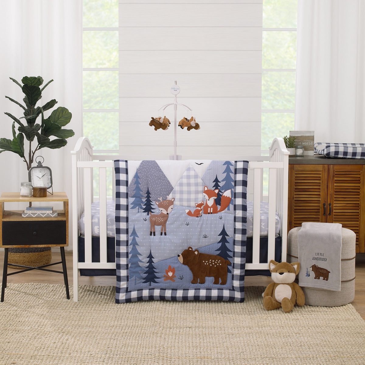 National Park Navy Buffalo Check, Gray Super Soft Changing Pad Cover