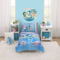 Not Quiet Narwhal Make A Splash Blue and Lavender, Unicorn Kelp, and Friends 4 Piece Toddler Bed Set - Comforter, Fitted Bottom Sheet, Flat Top Sheet, and Reversible Pillowcase