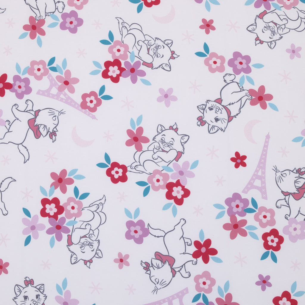 Aristocats Pink, White, and Teal, Marie Super Soft Nursery Fitted Mini Crib Sheet