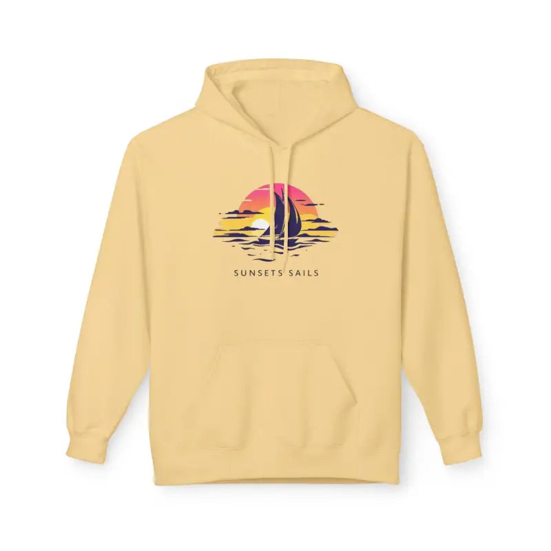 Yellow Pullover Hoodie With Sunset Sails Sailboat Design