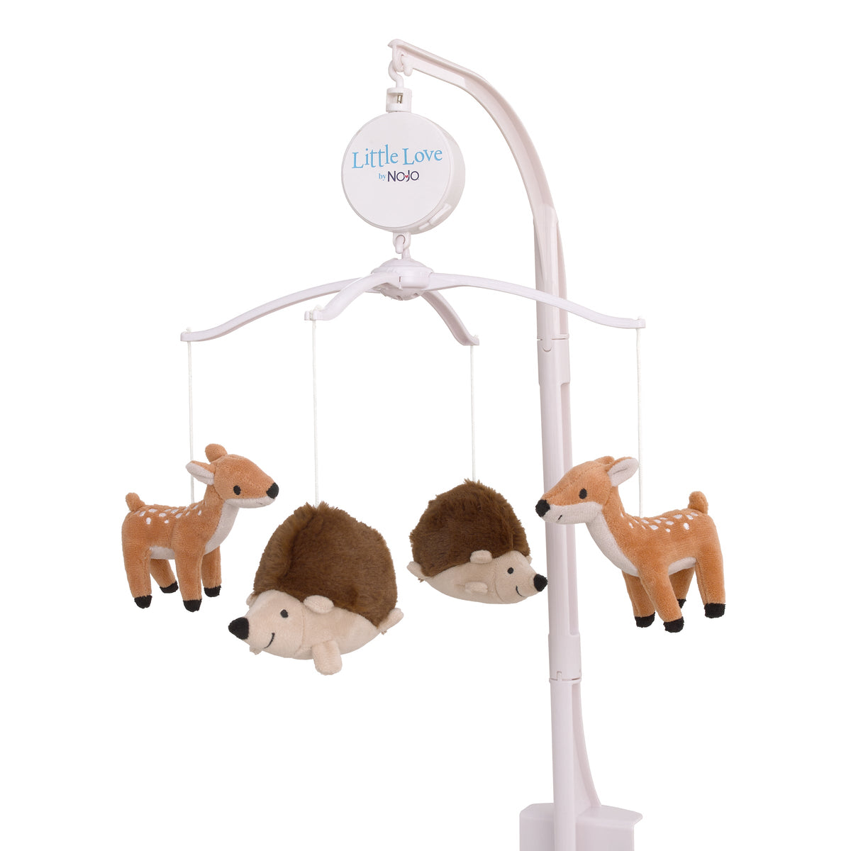 Woodland Meadow Taupe, Tan, and Brown Plush Deer and Hedgehog Musical Mobile