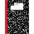 Marble Notebook A5: Black and Red Spine Marble Wide Rule Journal - Paperback