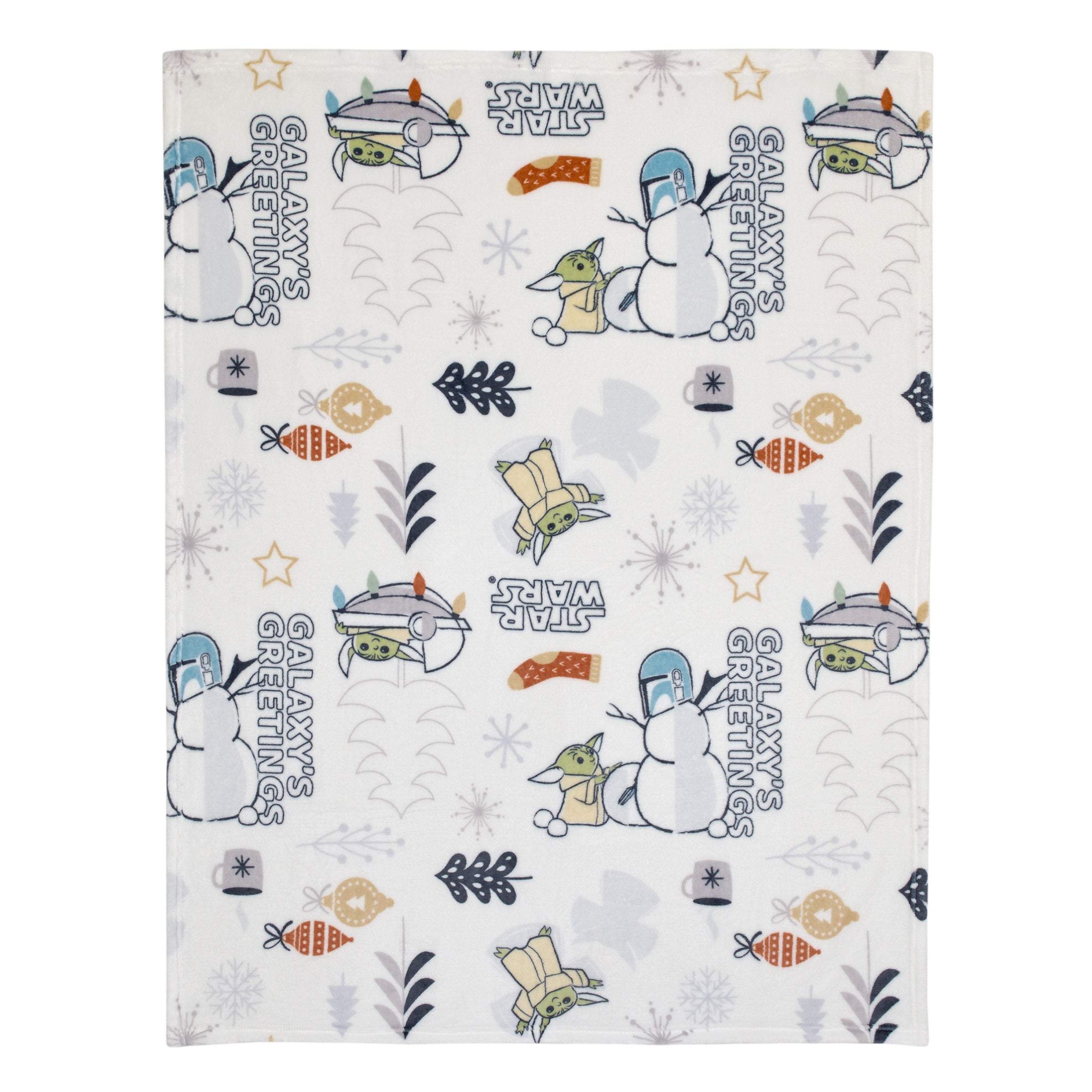 Mandalorian White and Blue Galaxy's Greetings The Child Christmas Holiday Toddler Blanket