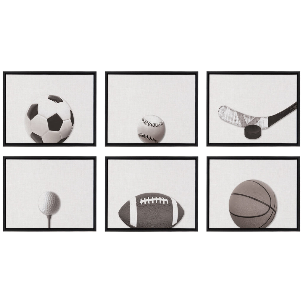Sylvie Horizontal Hockey Stick And Puck Portrait Framed Canvas, Black 18x24