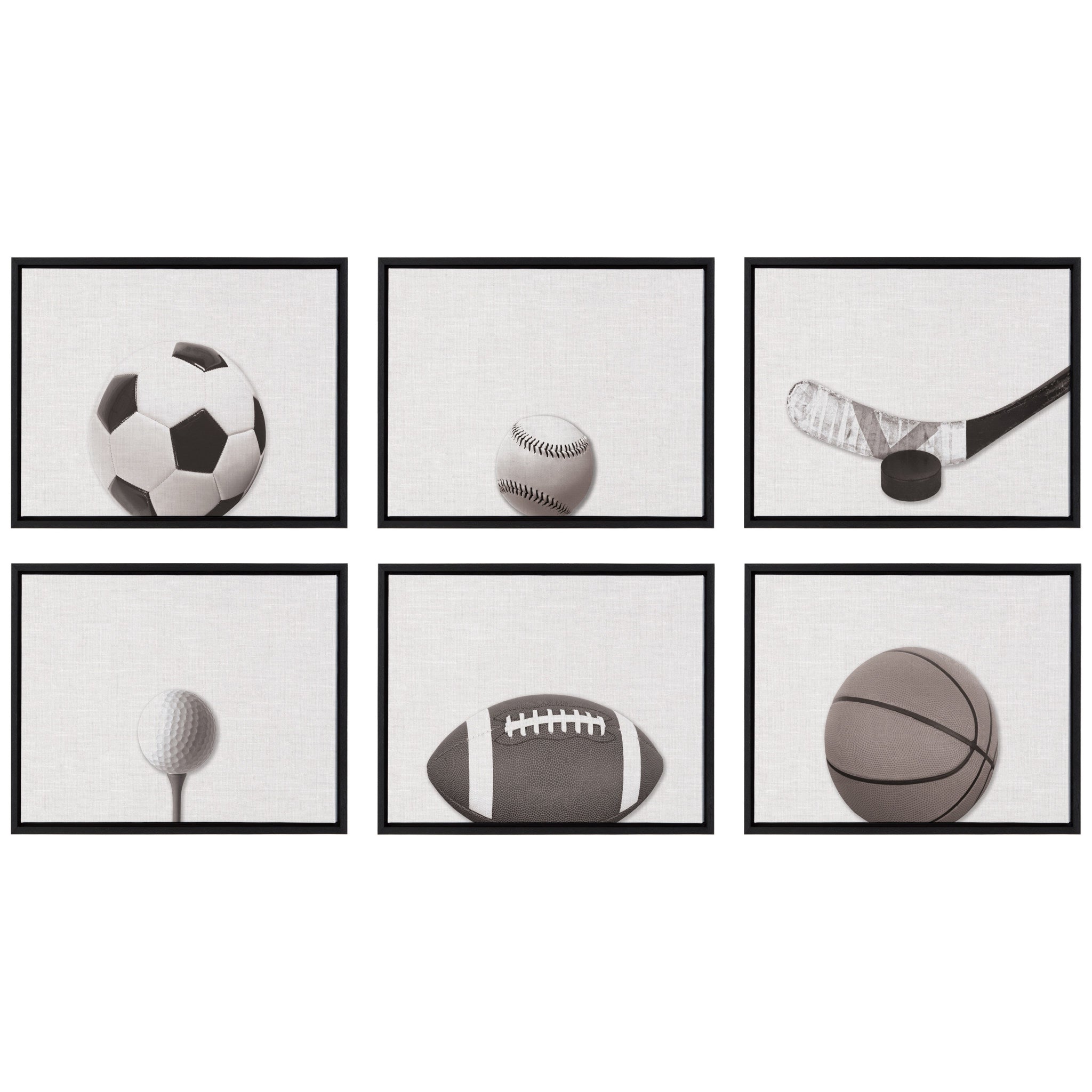 Sylvie Horizontal Hockey Stick And Puck Portrait Framed Canvas, Black 18x24