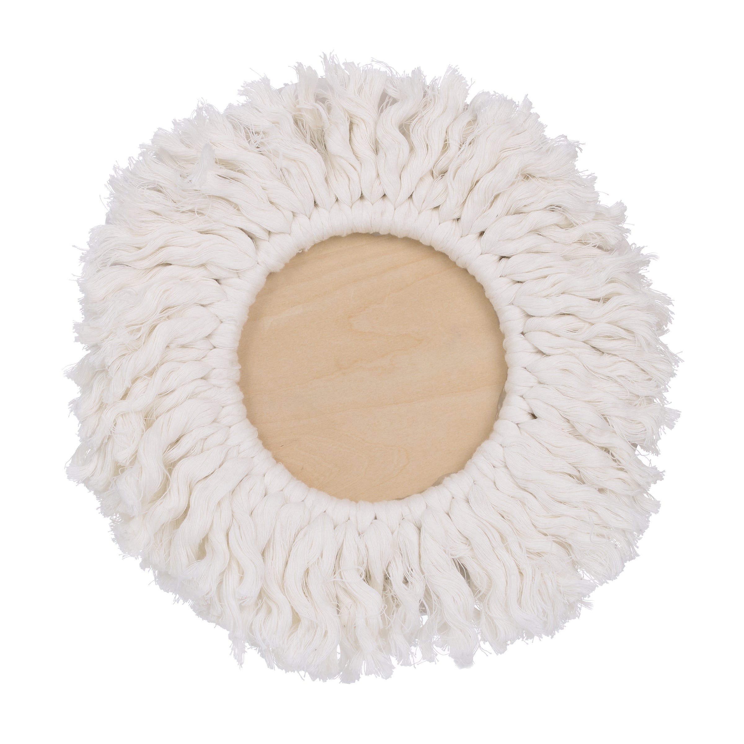 Natural Wood Lion Wall Decor with Ivory Yarn Mane