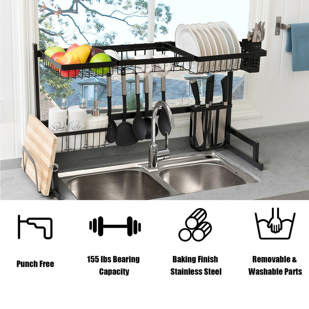 2 Tier Stainless Steel Over Sink Dish Drainer