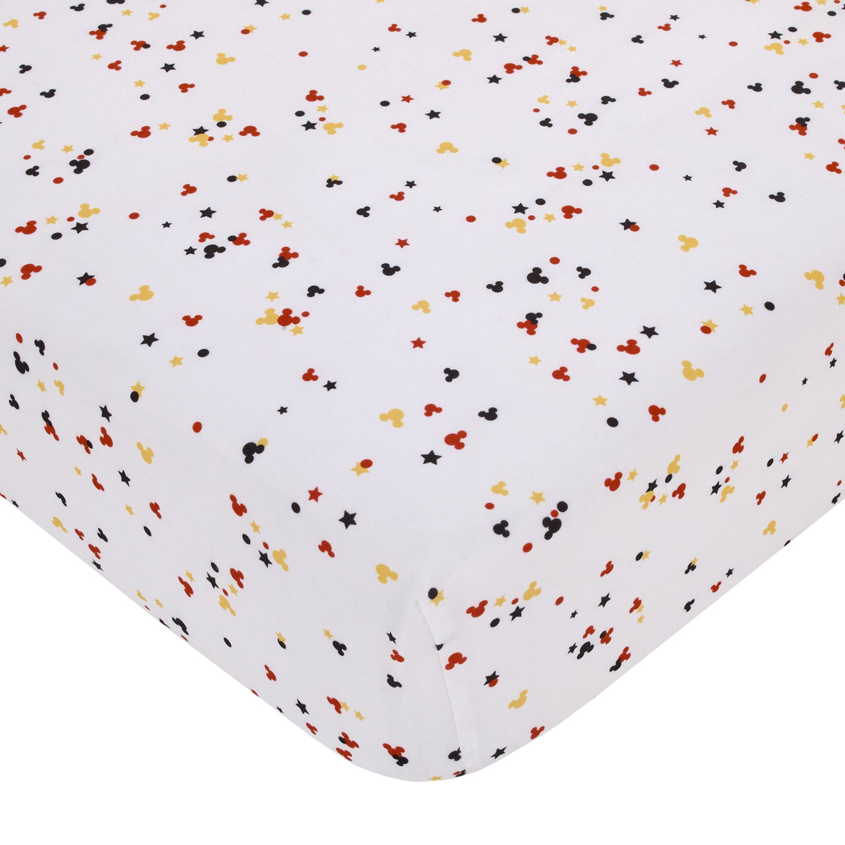 Mickey Mouse - Red, Yellow, Black and White Mickey Confetti Nursery Fitted Crib Sheet