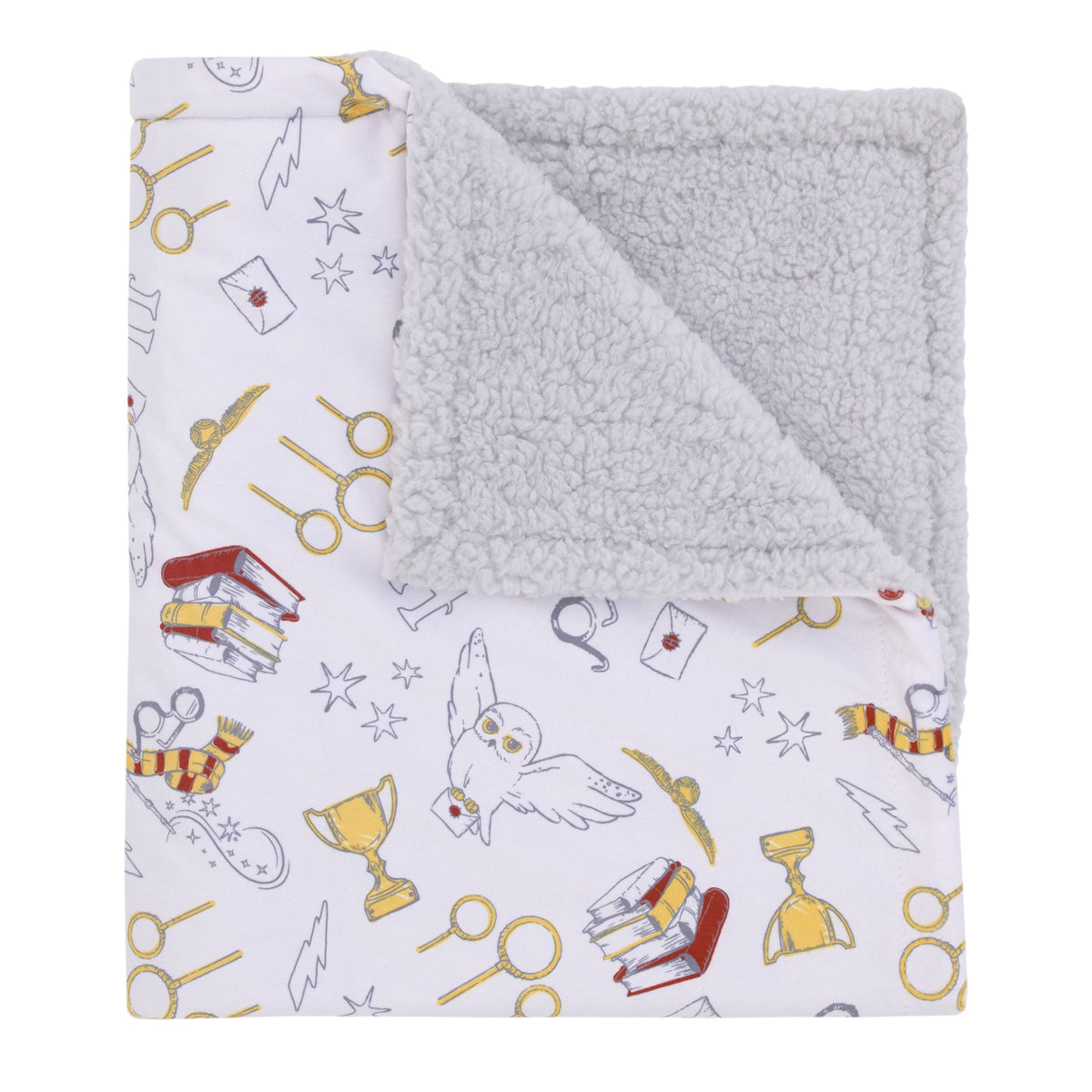 Harry Potter White, Gold, and Red Sherpa Baby Blanket