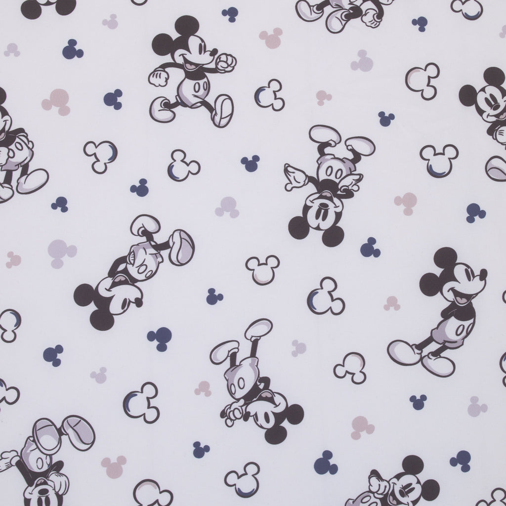 Disney Mickey Mouse Gray, Black, and White Super Soft Nursery Fitted Mini Crib Sheet