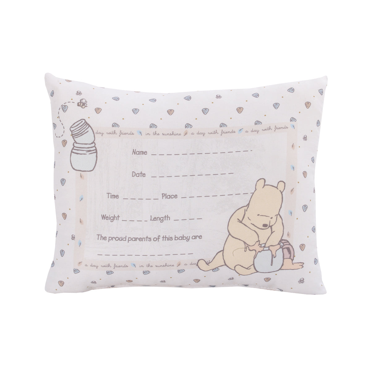 Winnie the Pooh Decorative Keepsake Pillow â€“ Personalized Birth Pillow